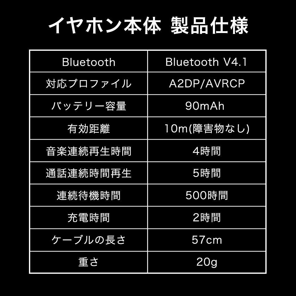 イヤホン 製品仕様